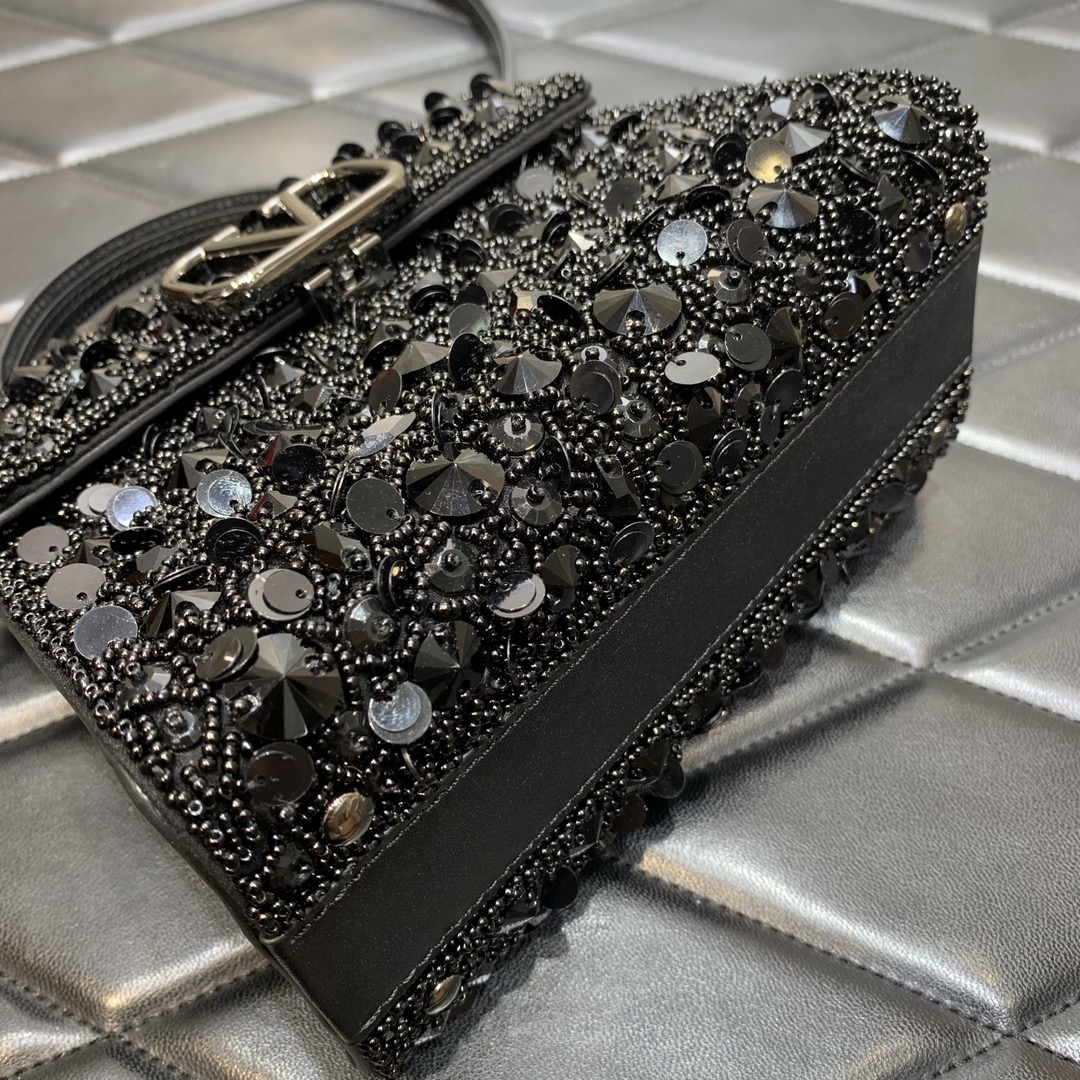 Valentino Garavani Vsling Mini Handbag Entirely Covered in Black Rhinestones 